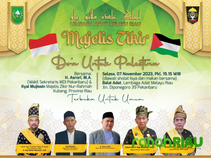 Selasa Malam, Majelis Zikir LAM Riau untuk Palestina